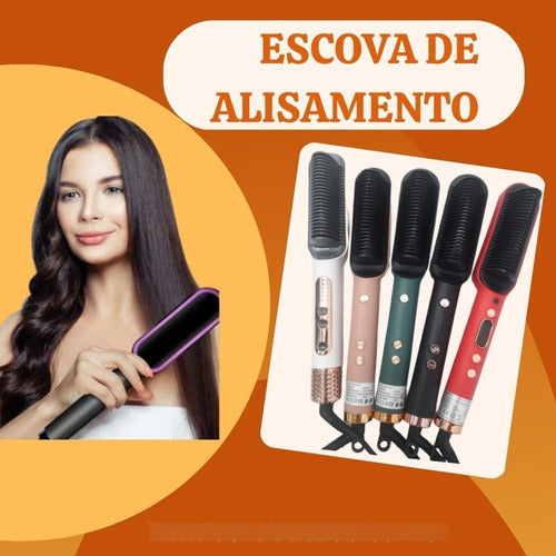 Escova Alisadora 3 Em 1  Alisa Seca E Hidrata Modela Bivolt