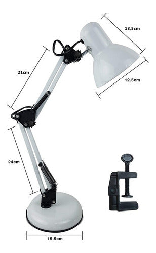 Luminaria Mesa Articulada Garra Escritorio 2 Em 1articulavel