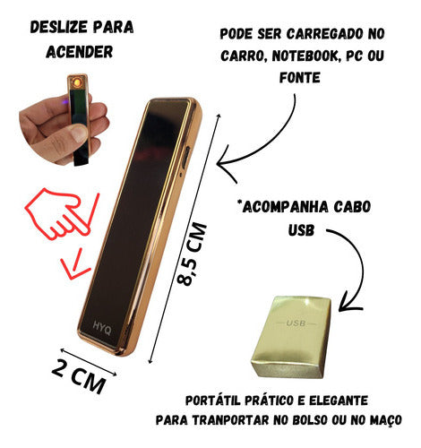 Isqueiro Eletrico Recarregável Luxo Usb Premium Eletrônico