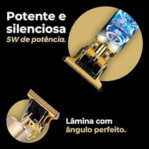 Máquina De Barbear E Cortar Cabelo Profissional Recarregável