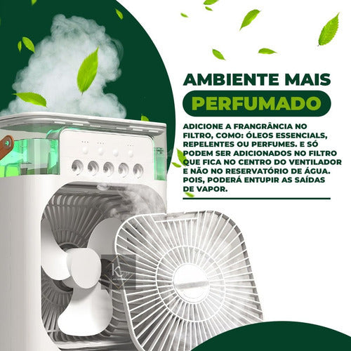 Ventilador Umidifcador Ar Condicionado De Mesa Led Usa Gelo