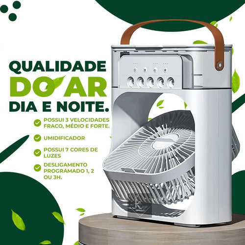 Ventilador Umidifcador Ar Condicionado De Mesa Led Usa Gelo