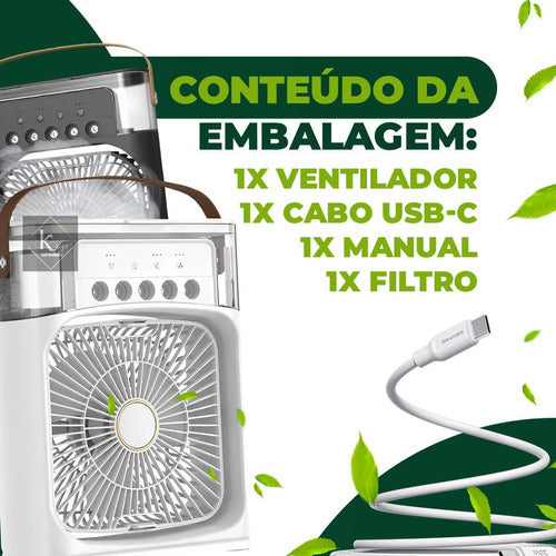 Ventilador Umidifcador Ar Condicionado De Mesa Led Usa Gelo